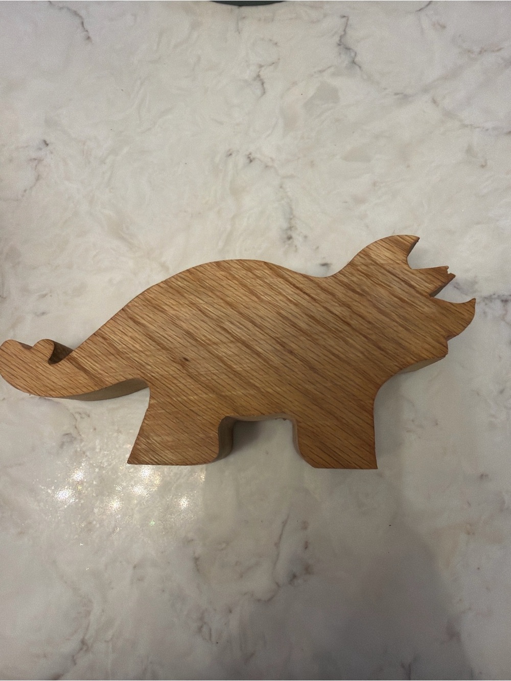 Natural Wood Triceratops Decorative Accent - Light Brown